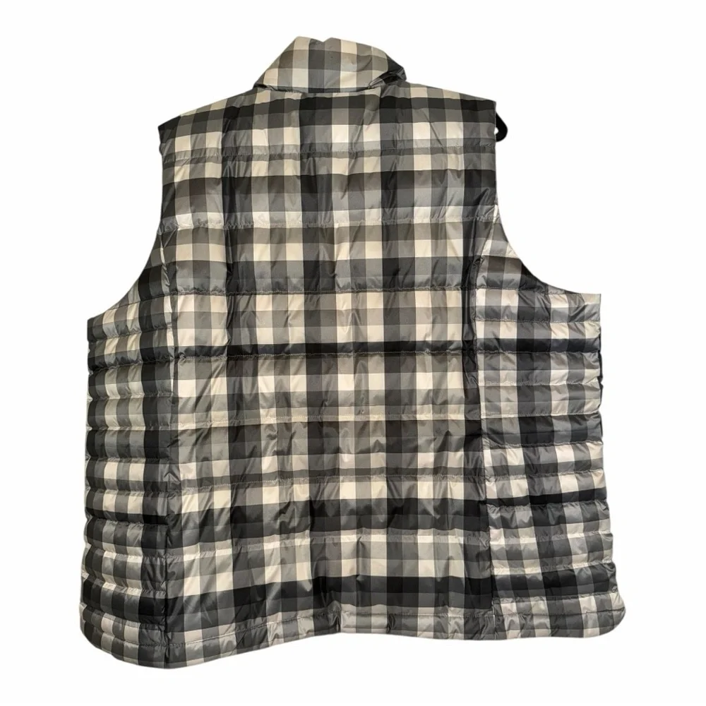 Lands' End Women's Checkered Puffer Vest in Black and Gray